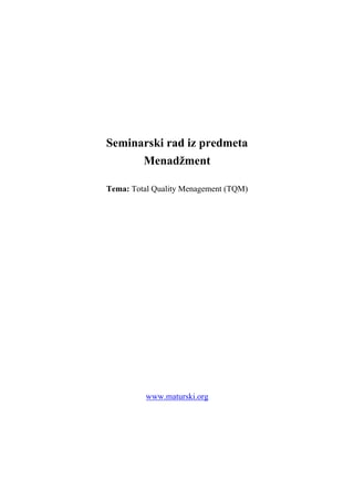 TQM – Totalno upravljanje kvalitetom