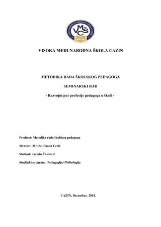 Razvojni put profesije pedagoga u školi