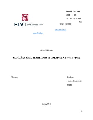 Ugrožavanje bezbednosti udesima na putevima