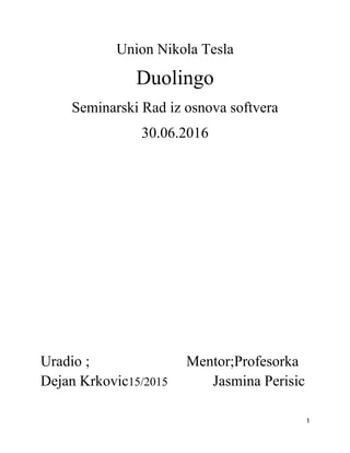 Analiza platforme Duolingo: istorija, funkcionalnosti i primena