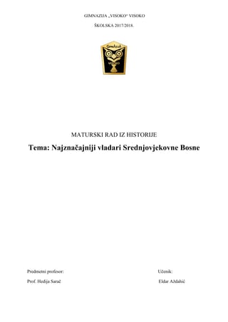 Vladari srednjovijekovne Bosne