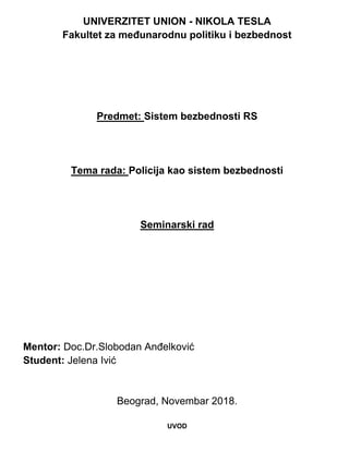 Policija kao sistem bezbednosti