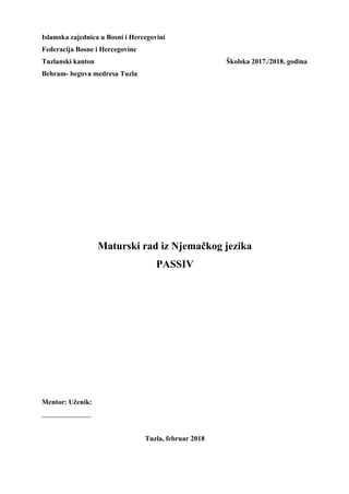 Pasiv: maturski rad iz nemačkog jezika