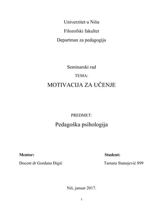 Motivacija za učenje