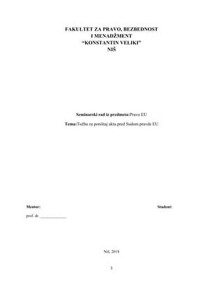 Tuža za poništaj akta pred sudom pravde