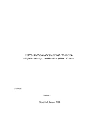 Portfolio – značenje, karakteristike, prinos i rizičnost