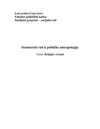 Religija i čovek: seminarski rad iz političke antropologije