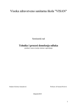 Tehnike i procesi donošenja odluka