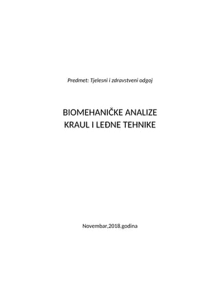 Biomehaničke analize kraul i leđne tehnike
