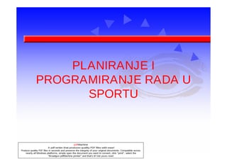Planiranje i programiranje rada u sportu