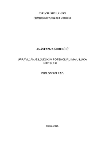 Upravljanje ljudskim potencijalima u preduzeću Luka Kopar