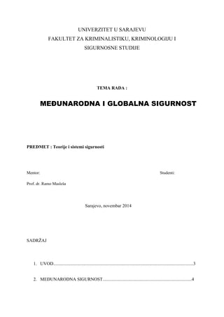 Globalna i međunarodna sigurnost