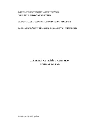 Učesnici na tržištu kapitala