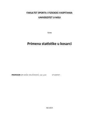 Primena statistike u košarci