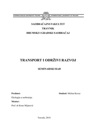 Ekologija u saobraćaju