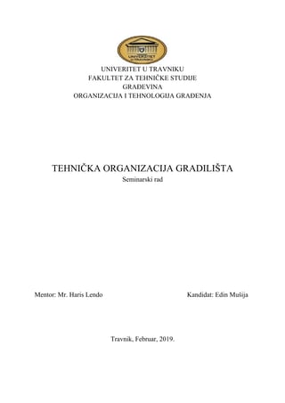 Organizacija i tehnologija građenja