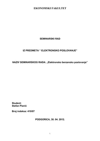 Elektornsko berzansko poslovanje