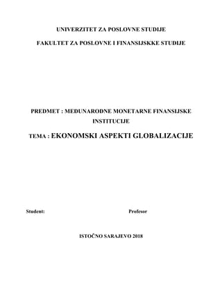 Ekonomski aspekti globalizaije