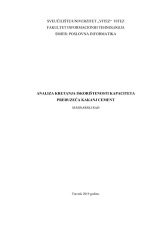Analiza kretanja iskorištenosti kapaciteta TCK