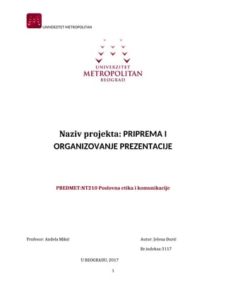 Priprema i organizacija prezentacije