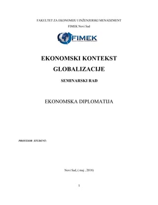 Ekonomski kontekst globalizacije: seminarski rad