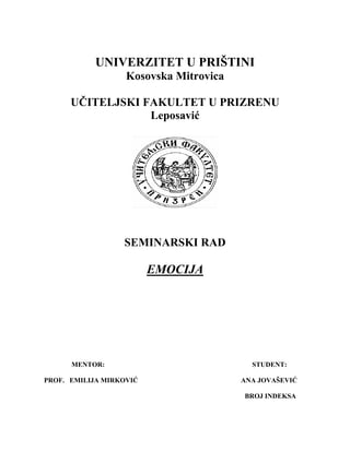 Emocije: seminarski rad
