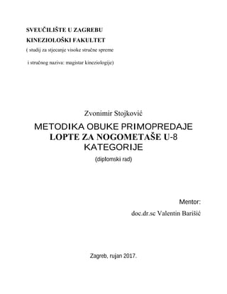Metodika obuke primopredaje lopte za nogometaše u-8 kategorije