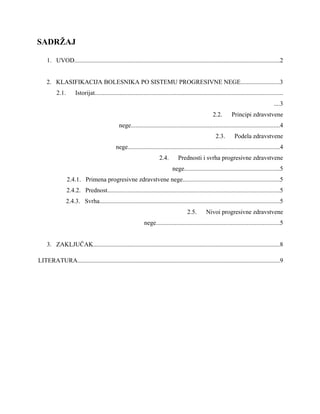 Klasifikacija bolesnika po sistemu progresivne nege