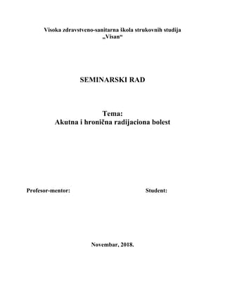 Akutna i hronična raijaciona bolest