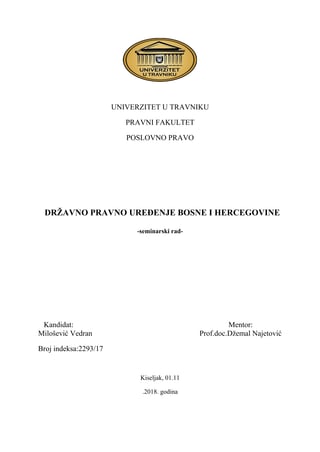 Državno pravo uredjenje Bosne i Hercegovine