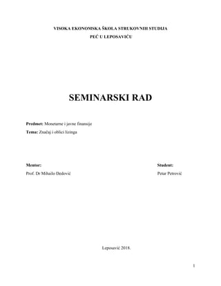 Značaj i oblici lizinga