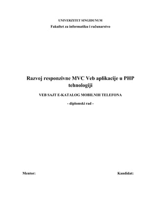 Razvoj responzivne MVC Veb aplikacije u PHP tehnologiji