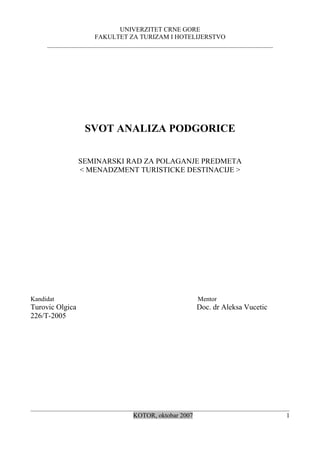 Swot analiza Podgorice