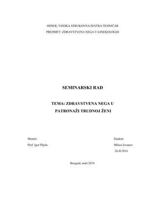 Patronaža trudnoj zeni