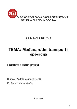 Međunarodni transport i špedicija