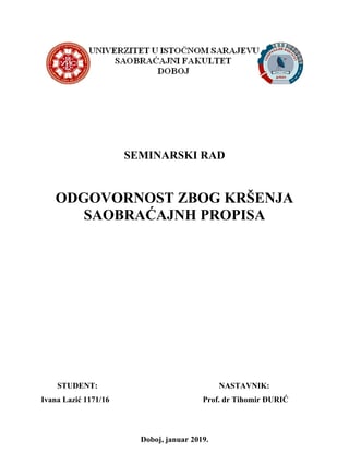 Odgovornost zbog kršenja saobraćajnih propisa