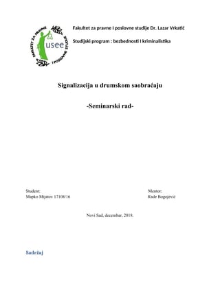 Signalizacija u drumskom saobraćaju