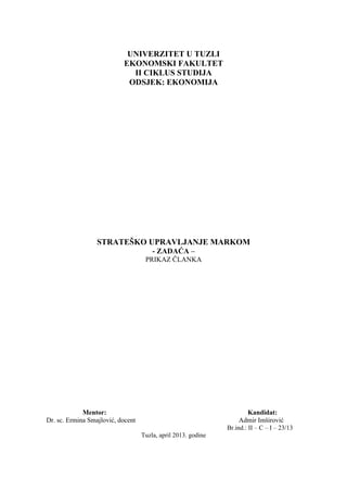 Strateško upravljanje markom – prikaz članka