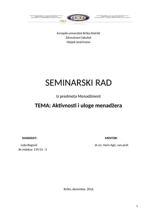 Aktivnosti i uloge menadžera