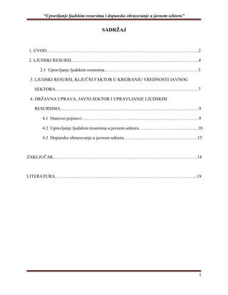 Upravljanje ljudskim resursima i dopunsko obrazovanje u javnom sektoru