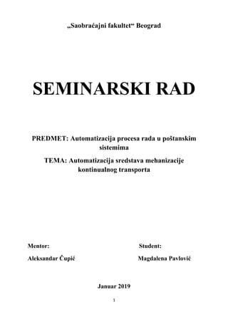 Automatizacija sredstava mehanizacije kontinualnog transporta