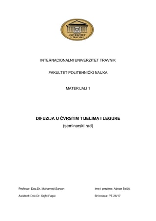 Difuzija u čvrstim tijelima i legure