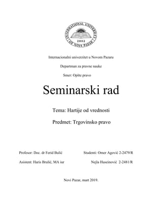 Hartije od vrijednosti