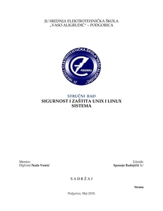 Sigurnost i zastita UNIX i Linux sistema