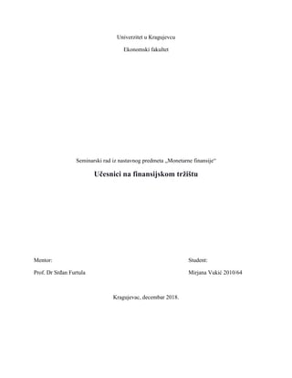 Ucesnici na finansijskom trzistu