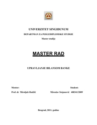 Upravljanje bilansom banke