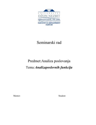 Analiza poslovnih funkcija