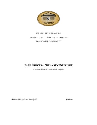 Faze procesa zdravstvene njege