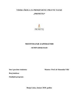 Motivisanje zaposlenih