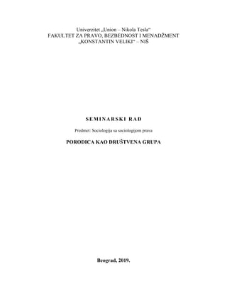 Porodica kao društvena grupa
